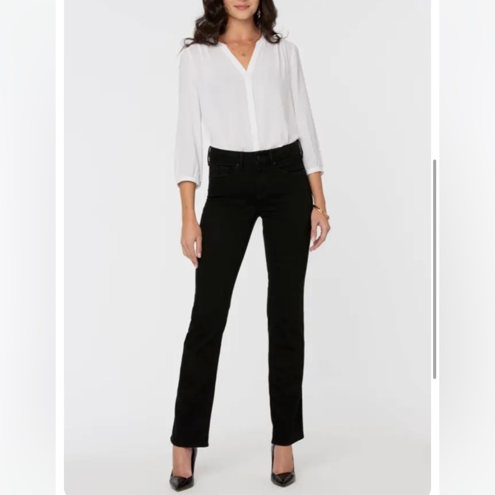 NYDJ‎ Marilyn Straight Denim Jeans MBDMMS2299 Black Size 8